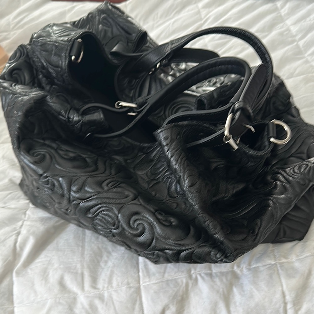 Elegant Black Embossed Tote Bag